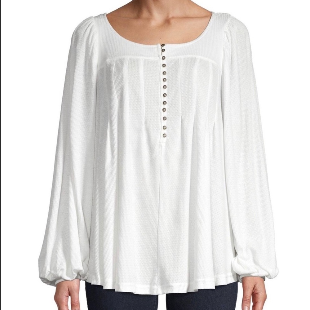 Free People Devin Textured White
Long Sleeve Top Large - Picture 4 of 7